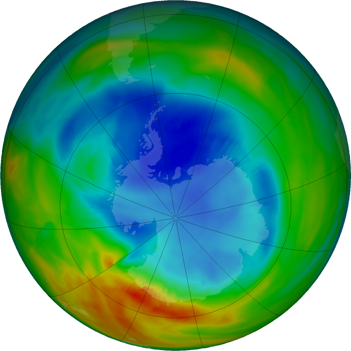 Antarctic ozone map for 18 August 2017